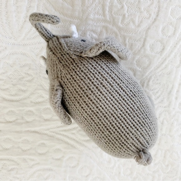 Estella Hand Knit Organic Stuffed Animal Rattle, Elephant - Picture 3 of 5